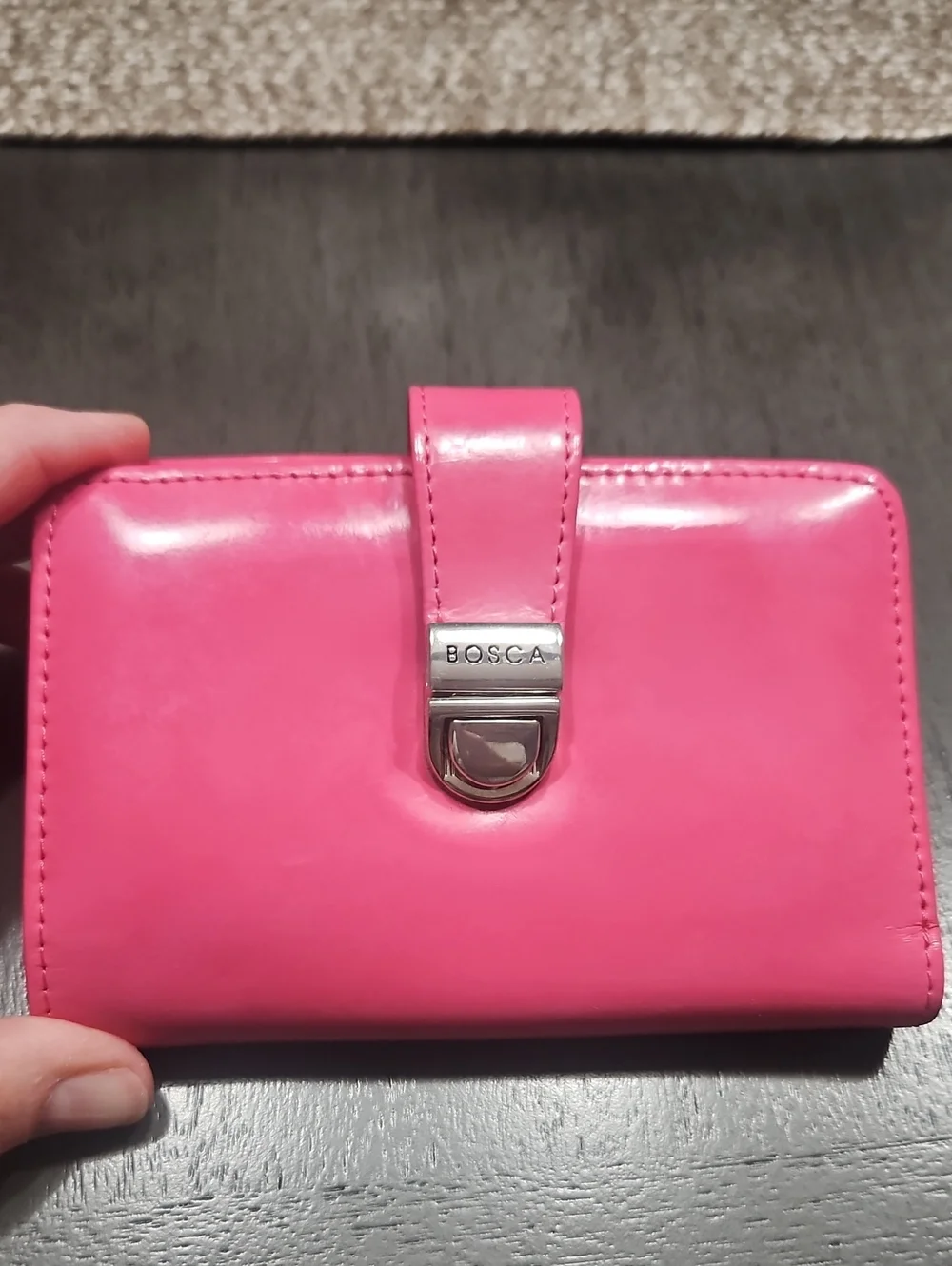 Bosca Hot Pink Leather Snap-Closure Wallet